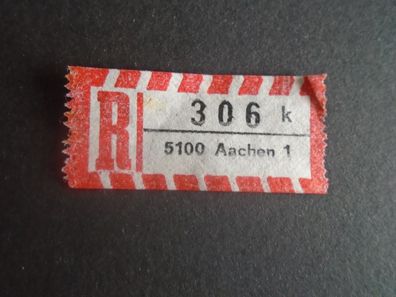 Einschreibemarken / Briefmarke BRD:1984 - 306 k - 5100 Aachen 1