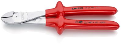 KNIPEX 74 07 250 Kraft-Seitenschneider tauchisoliert, VDE-geprüft verchromt 250 mm