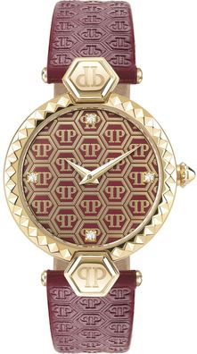 Philipp Plein PWEAA0221 Plein Couture gold rot Leder Damen Uhr NEU