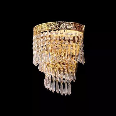 Lüster Deckenleuchter Luxus Gold Kronleuchter Deckenlampe Kristall Art