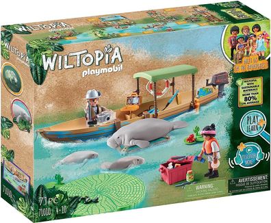Playmobil Wiltopia 71010 Bootsausflug zu den Seekühen mit Spielzeugtieren, Nachhal...