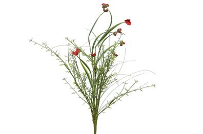 Ranunkelstrauß mit Gräser Kunstzweig Kunstblume Kunststrauß rot