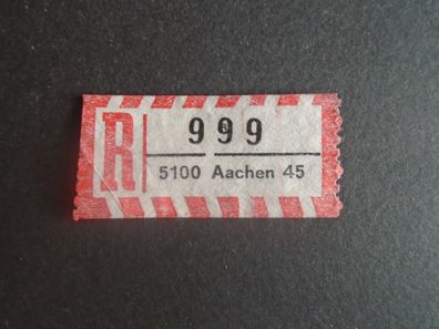 Einschreibemarken / Briefmarke BRD:1984 - 999 - 5100 Aachen 45