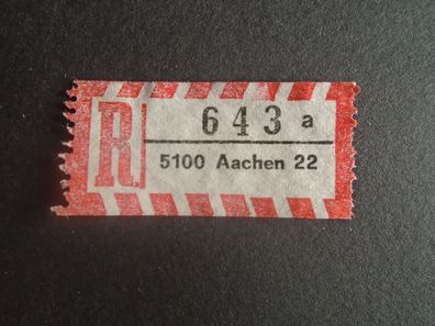 Einschreibemarken / Briefmarke BRD:1984 - 643 a - 5100 Aachen 22