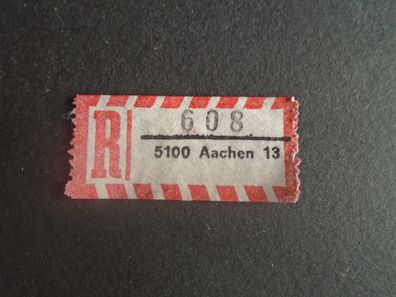 Einschreibemarken / Briefmarke BRD:1984 - 608 - 5100 Aachen 13