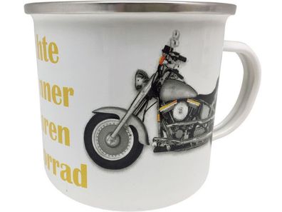 Kult Emaille Becher 0,5 L - Echte Mäner, Motorrad, EB 08