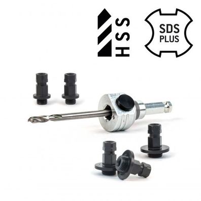 Schnellwechselaufnahme (komplett) SDS Plus-inkl. HSS Zentrierbohrer und Adapter (2x k