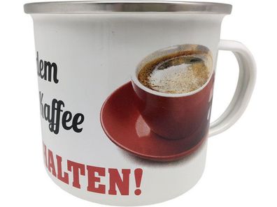 Emaille Becher 0,5 L - Vor dem ersten Kaffee - Klappe halten, EB 06