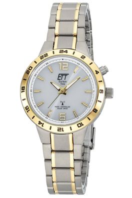 ETT Eco Tech Time Damen-Armbanduhr Funk-Solar Basic Titan Bicolor ELT-11449-11M