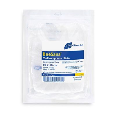 BeeSana® Mullkompresse, RöKo, steril, 32-fach, 10 x 10 cm, 10 Stk