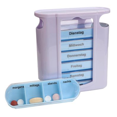 Pillenbox 7 Tage Tablettenbox 4 Fächer morgens mittags abends nachts Medikamente