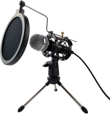 Varr Gaming Mikrofon Scenic Jack 3,5MM Schwarz + POP Filter + Shock Basket + STATI