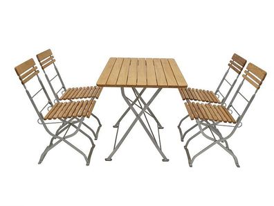 Garten Garnitur 5teilig 4x Stuhl 1x Tisch 70x110cm rechteckig