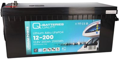 Q-Batteries LiFePO4 Akku 12-200 12,8V 200Ah 2560Wh mit Bluetooth