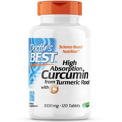 Doctor's Best, High Absorption Curcumin aus Kurkumawurzel, 1000mg, 120 Veg. Tabletten