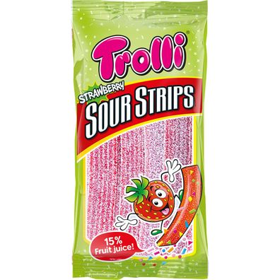 Trolli Strawberry Sour Strips saure Fruchtgummi Streifen 85g