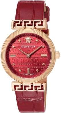 Versace VELW01222 Meander gold rot Leder Armband Uhr Damen NEU