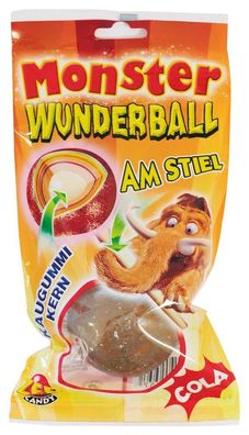 ZED Monster Wunderball Cola Lolli am Stiel mit Kaugummi Kern 80g