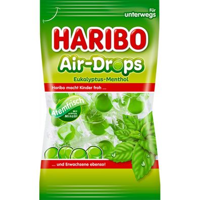 Haribo Air Drops Eukalyptus Menthol Einzeln verpackte Bonbons 100g