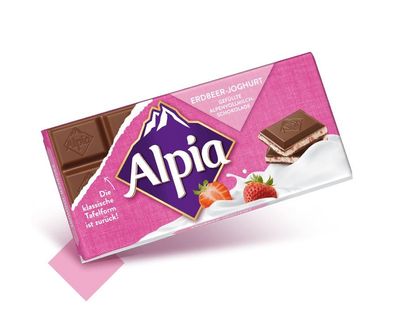 Alpia Erdbeer Joghurt mit Joghurtfüllung und Erdbeer Crisp 100g