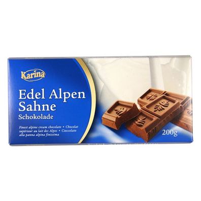 Karina Edel Alpensahne Schokolade Alpenmilchschokolade mit Sahne 200g