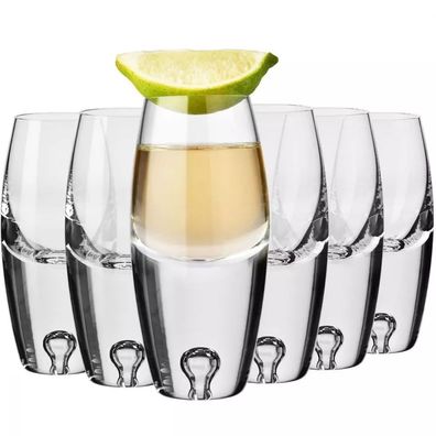 Krosno Gläser für Tequila Vodka Shot | Set 6 | 80 ml | Handgemacht | Handwäsche