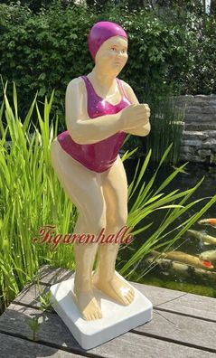 Schwimmerin Frau Bade Pool Gartenteich Figur Statue Skulptur Garten Deko