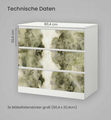 Kommodenaufkleber Malm Verwischter Marmor Farbverlauf gold Möbelfolie Folie