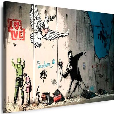 Leinwand Bilder BANKSY Graffiti Street Art Love Peace Kunstdruck Wandbilder Top!!!