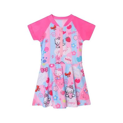 Mädchen One-piece Badeanzug Hello Kitty Anti Exposure Kleid Strand Pool Schwimmenrock