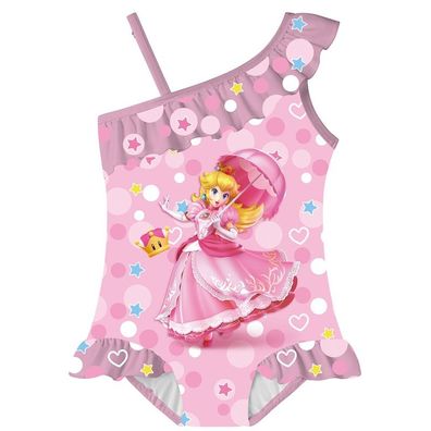 Mädchen Princess Peach One-piece Badeanzüge Rüsche Strand Bikini Riemchen Swimsuit