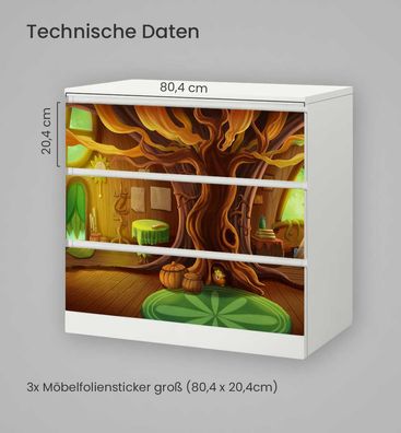 Kommodenaufkleber Malm Malerei Baumhaus Klebefolie Möbelfolie Folie