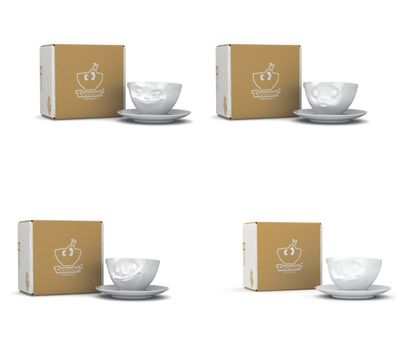 4 x Tasse by Fiftyeight - grinsend + küssend + glücklich + lecker - Kaffeetassen 2-