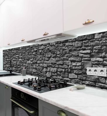 Küchenrückwand Ziegelwand Grau selbstklebend Spritzschutz Folie