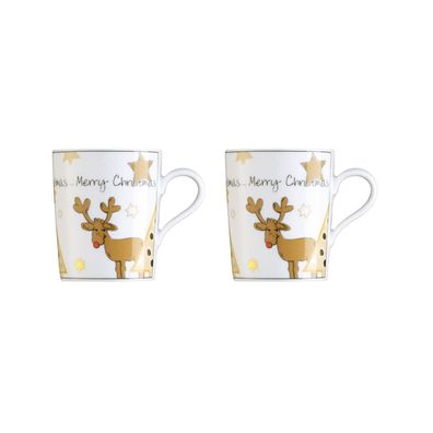 2 x Becher mit Henkel 0,3 l - Christmas - Santas Reindeer - Arzberg - 41970-606627-15