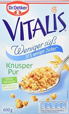 Dr. Oetker Vitalis Knuspermüsli weniger süß und weniger Zucker 600g 5er Pack