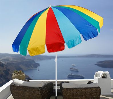 Sonnenschirm Regenbogen UV50+ Ø225cm Gartenschirm Knickgelenk Balkon für Ständer