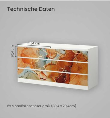 Kommodenaufkleber Malm Marmor terrakotta Klebefolie Möbelfolie Folie