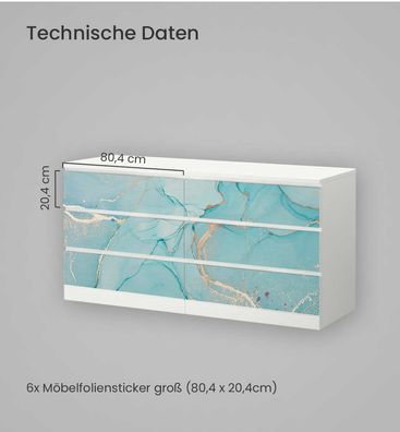 Kommodenaufkleber Malm Marmor Eisplatten Klebefolie Möbelfolie Folie