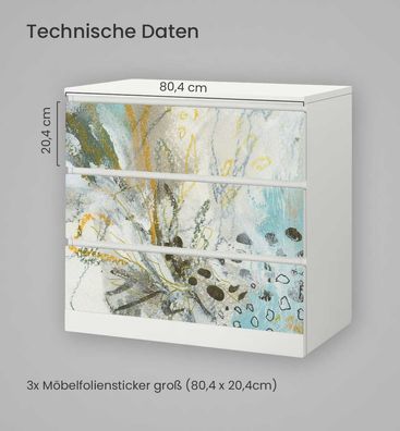 Kommodenaufkleber Malm Abstraktes Kunstwerk Steine Klebefolie Möbelfolie Folie