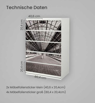 Kommodenaufkleber Malm leerer Bahnsteig Klebefolie Möbelfolie Folie