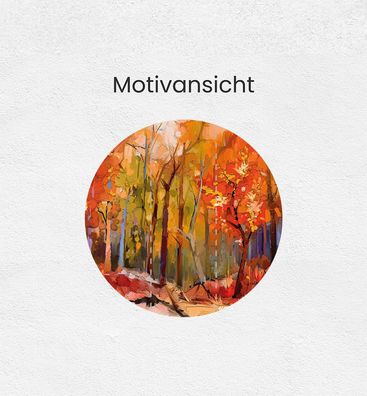 Fototapete bunt gemalter Wald im Herbst rund Wanddeko Bildtapete Tapete