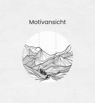 Fototapete gezeichnete minimalistische Berge rund Wanddeko Bildtapete Tapete