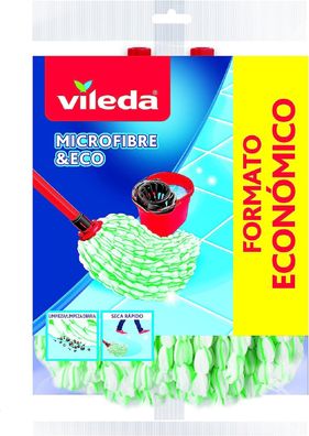 Vileda Microfibre Eco Wischmopp-Nachfüllpackung, 100% Mikrofaser, hohe Reinigungs-...