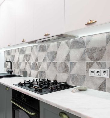 Küchenrückwand Marmor mit geometrischen Formen selbstklebend Spritzschutz Folie