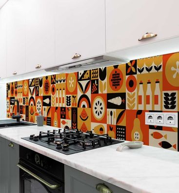 Küchenrückwand Lebensmittel orange selbstklebend Spritzschutz Folie