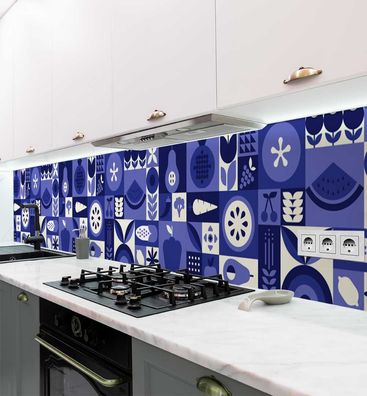 Küchenrückwand Lebensmittel blau selbstklebend Spritzschutz Folie