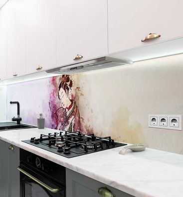 Küchenrückwand Kranich Gemälde selbstklebend Spritzschutz Folie
