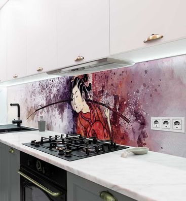 Küchenrückwand Japan Gemälde selbstklebend Spritzschutz Folie