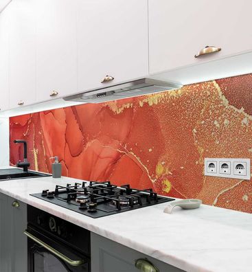 Küchenrückwand Marmor rot gold selbstklebend Spritzschutz Folie